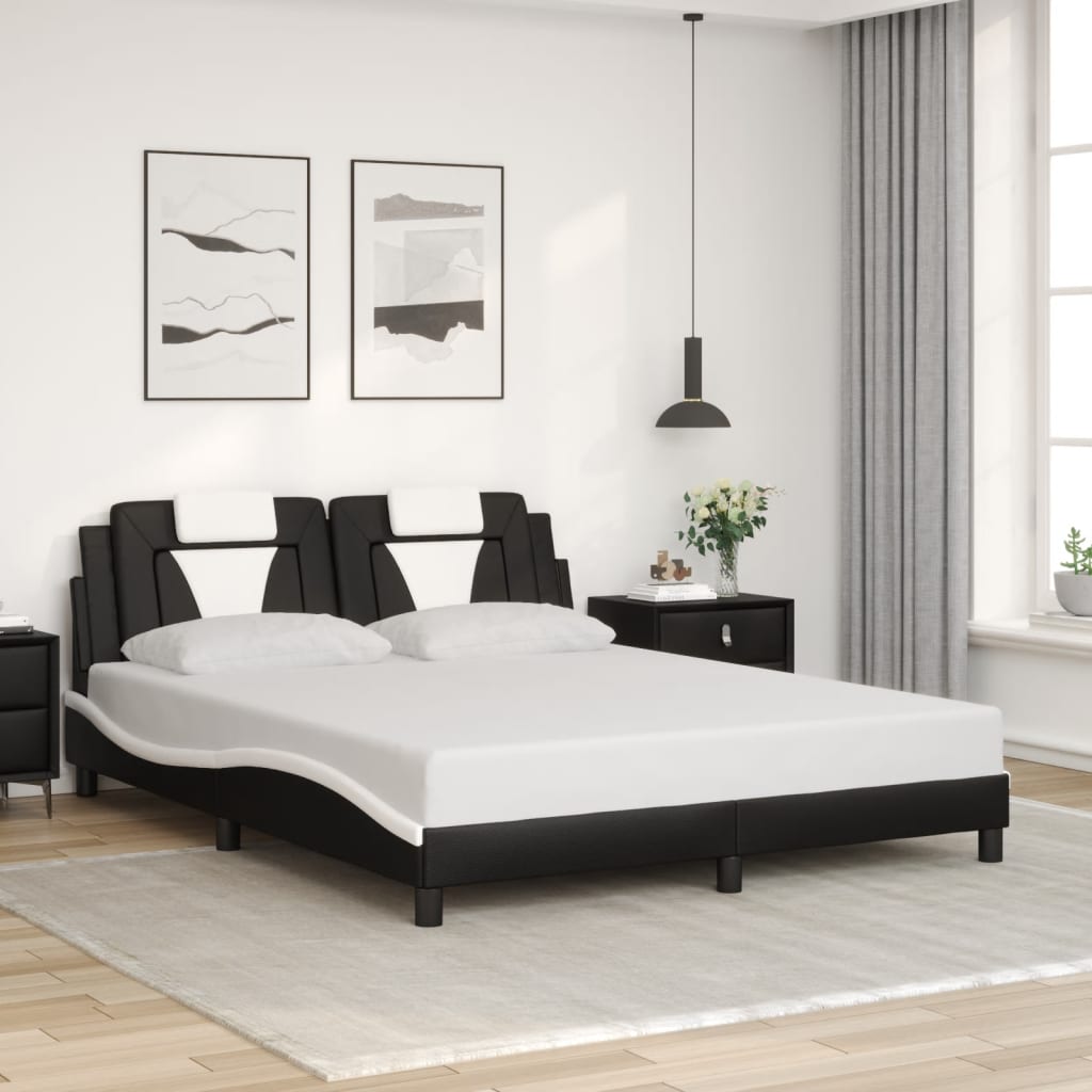 Giroletto Viana con LED senza Materasso Nero e Bianco 160x200cm