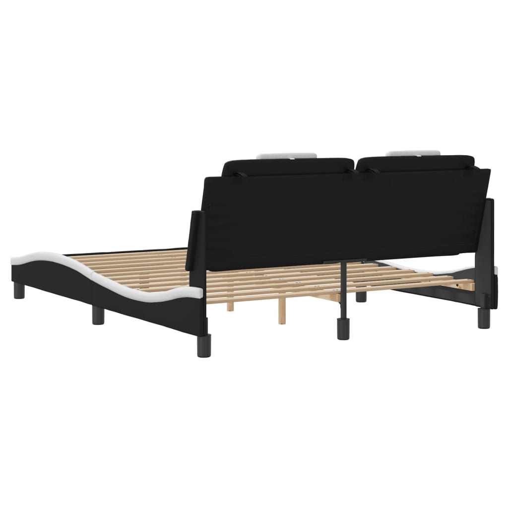 Giroletto Viana con LED senza Materasso Nero e Bianco 160x200cm