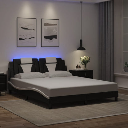 Giroletto Viana con LED senza Materasso Nero e Bianco 160x200cm