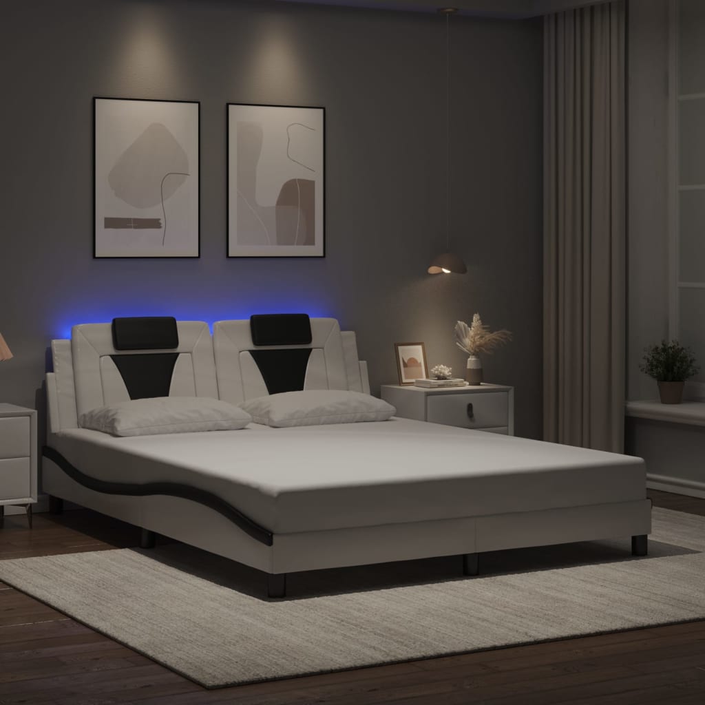 Giroletto Viana con LED senza Materasso Bianco e Nero 160x200cm