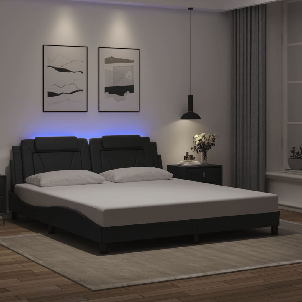 Giroletto Viana con LED senza Materasso Nero 180x200 cm - homemem39
