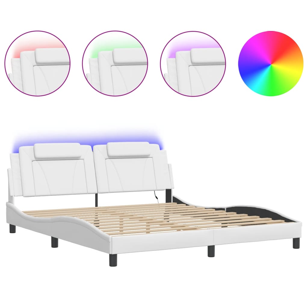 Giroletto Viana con LED senza Materasso Bianco 180x200 cm