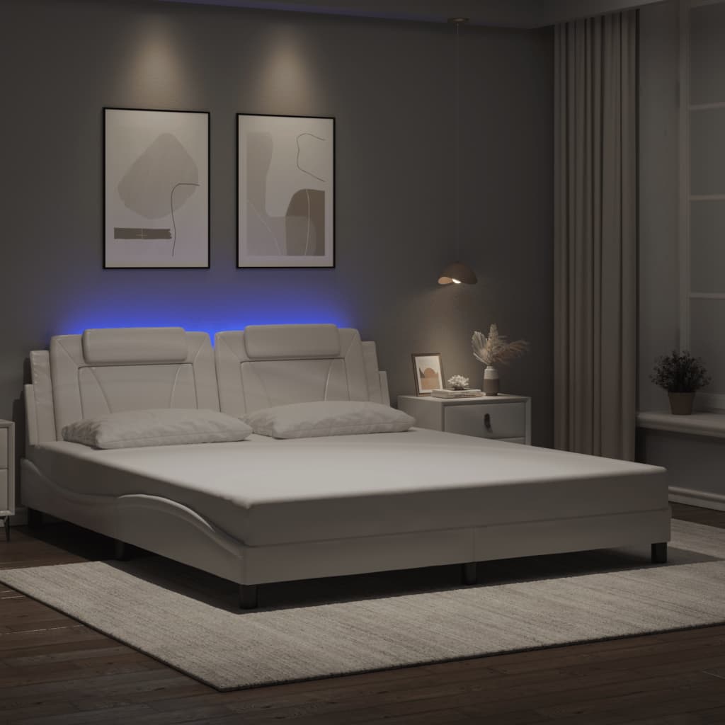 Giroletto Viana con LED senza Materasso Bianco 180x200 cm