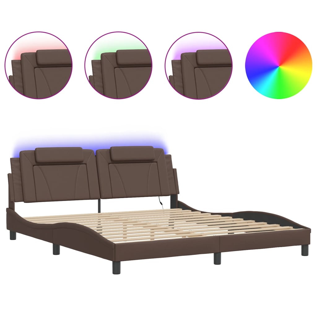 Giroletto Viana con LED senza Materasso Marrone 180x200 cm | homemem39