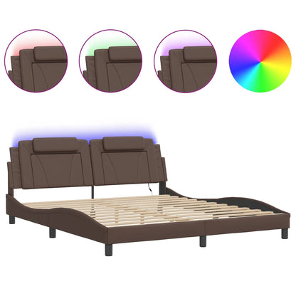 Giroletto Viana con LED senza Materasso Marrone 180x200 cm | homemem39