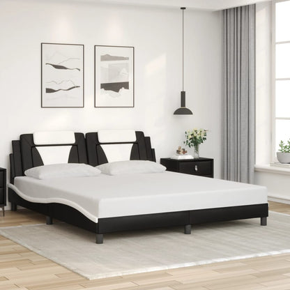 Giroletto Viana con LED senza Materasso Nero e Bianco 180x200cm