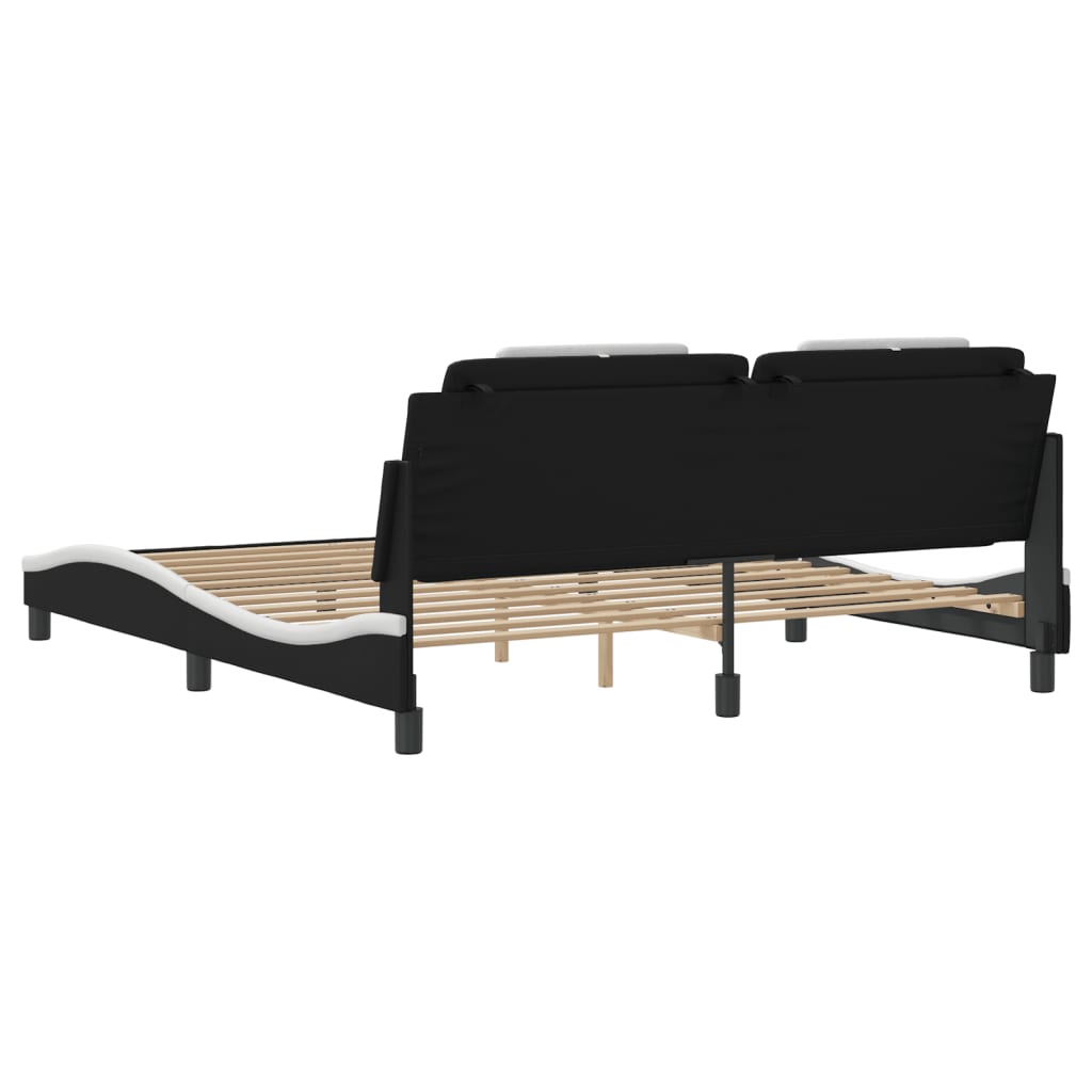 Giroletto Viana con LED senza Materasso Nero e Bianco 180x200cm