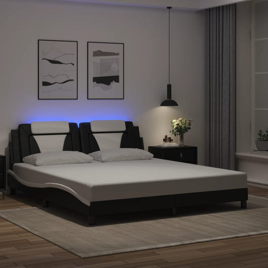 Giroletto Viana con LED senza Materasso Nero e Bianco 180x200 cm - homemem39