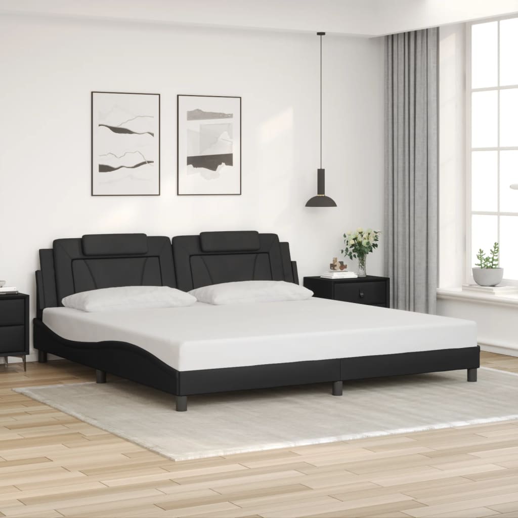 Giroletto Viana con LED senza Materasso Nero 200x200 cm