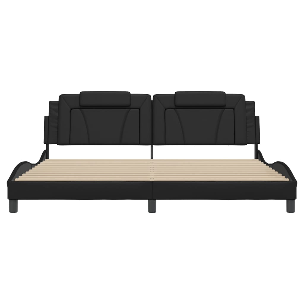 Giroletto Viana con LED senza Materasso Nero 200x200 cm