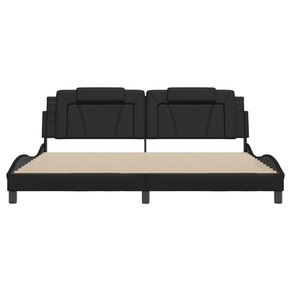 Giroletto Viana con LED senza Materasso Nero 200x200 cm