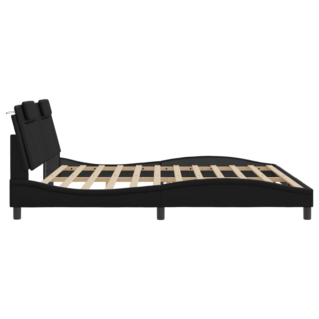 Giroletto Viana con LED senza Materasso Nero 200x200 cm