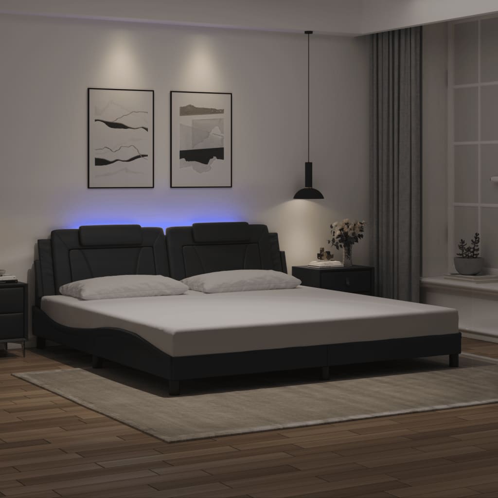 Giroletto Viana con LED senza Materasso Nero 200x200 cm