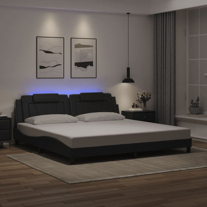 Giroletto Viana con LED senza Materasso Nero 200x200 cm