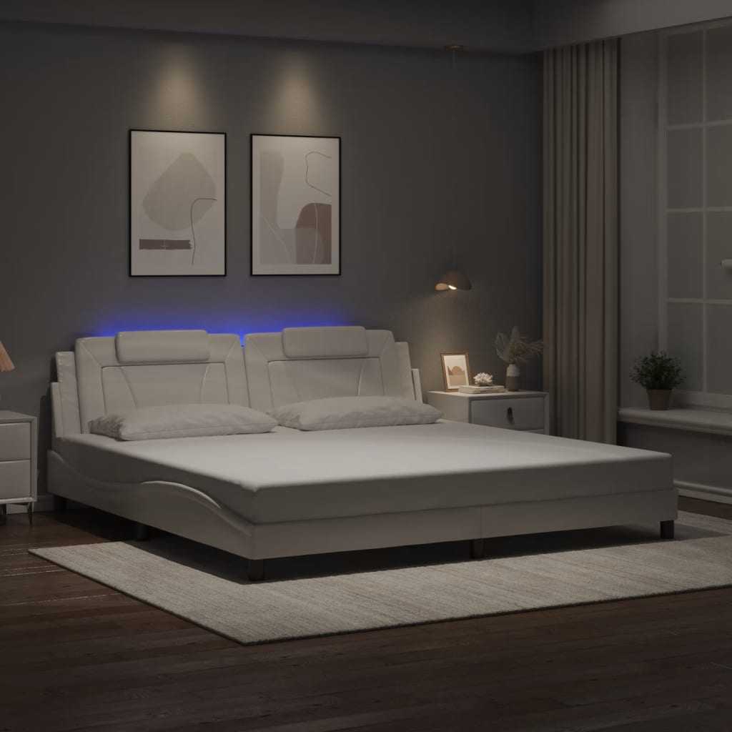 Giroletto Viana con LED senza Materasso Bianco 200x200 cm