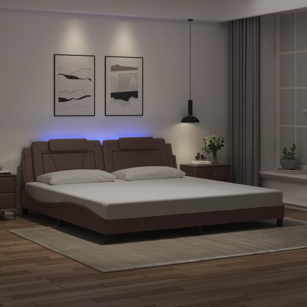 Giroletto Viana con LED senza Materasso Marrone 200x200 cm - homemem39