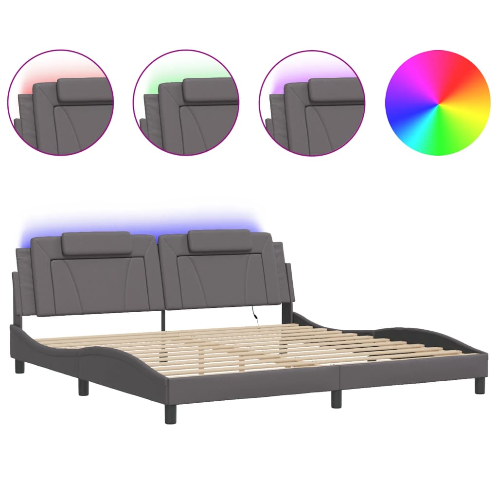 Giroletto Viana con LED senza Materasso Grigio 200x200 cm