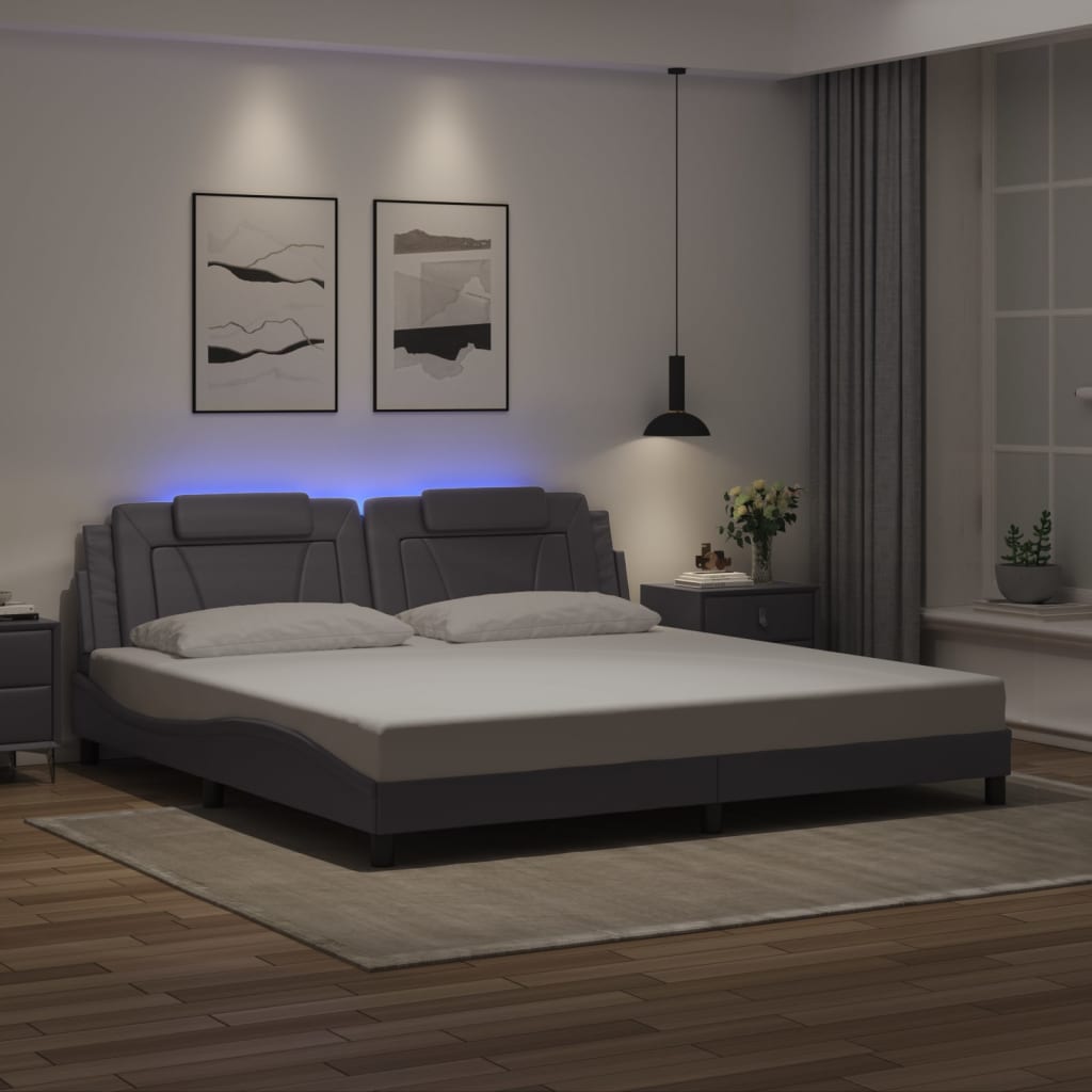 Giroletto Viana con LED senza Materasso Grigio 200x200 cm