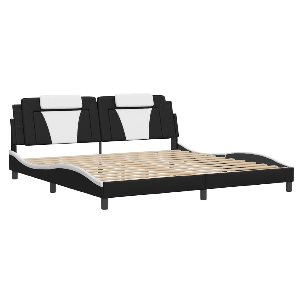 Giroletto Viana con LED senza Materasso Nero e Bianco 200x200 cm
