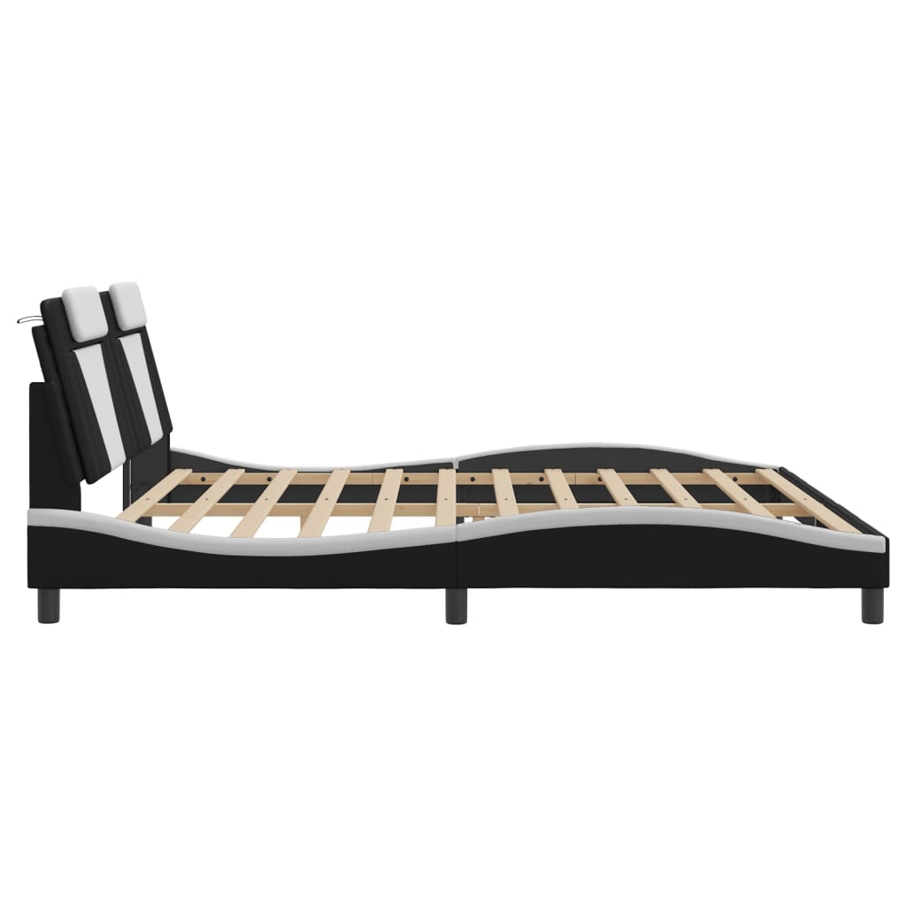 Giroletto Viana con LED senza Materasso Nero e Bianco 200x200 cm