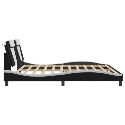 Giroletto Viana con LED senza Materasso Nero e Bianco 200x200 cm