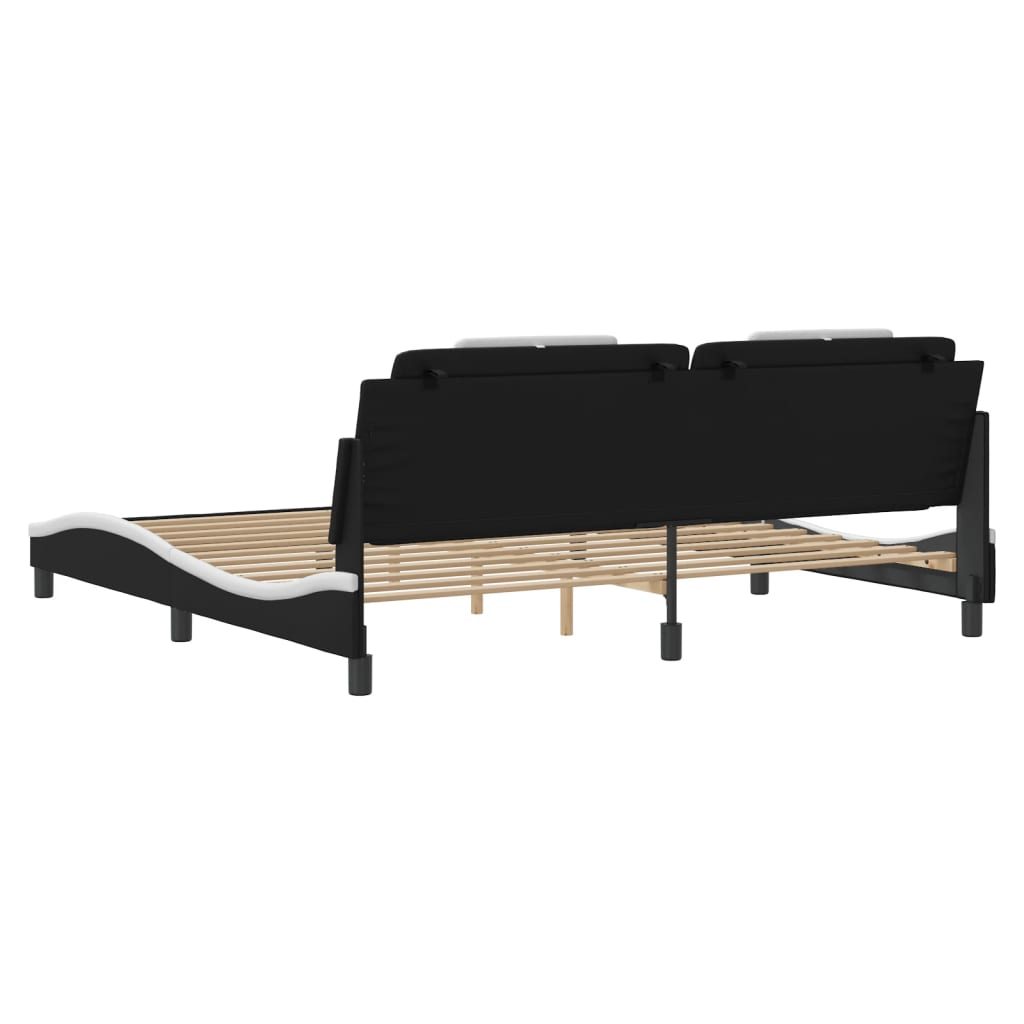 Giroletto Viana con LED senza Materasso Nero e Bianco 200x200 cm