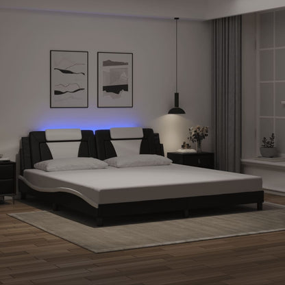 Giroletto Viana con LED senza Materasso Nero e Bianco 200x200 cm