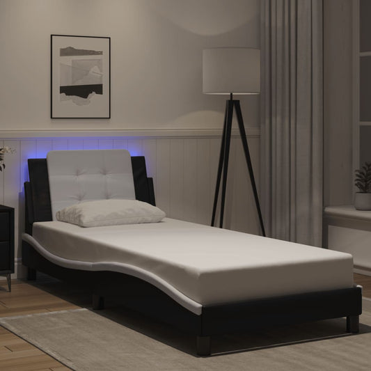 Giroletto con LED senza Materasso Zadar Nero e Bianco 90x190 cm
