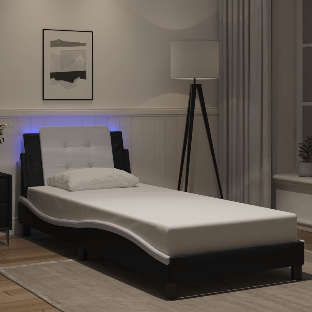 Giroletto con LED senza Materasso Zadar Nero e Bianco 90x200 cm