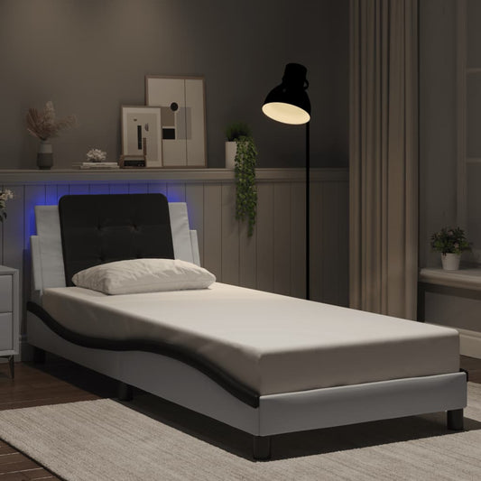 Giroletto con LED senza Materasso Zadar Bianco e Nero 90x200 cm