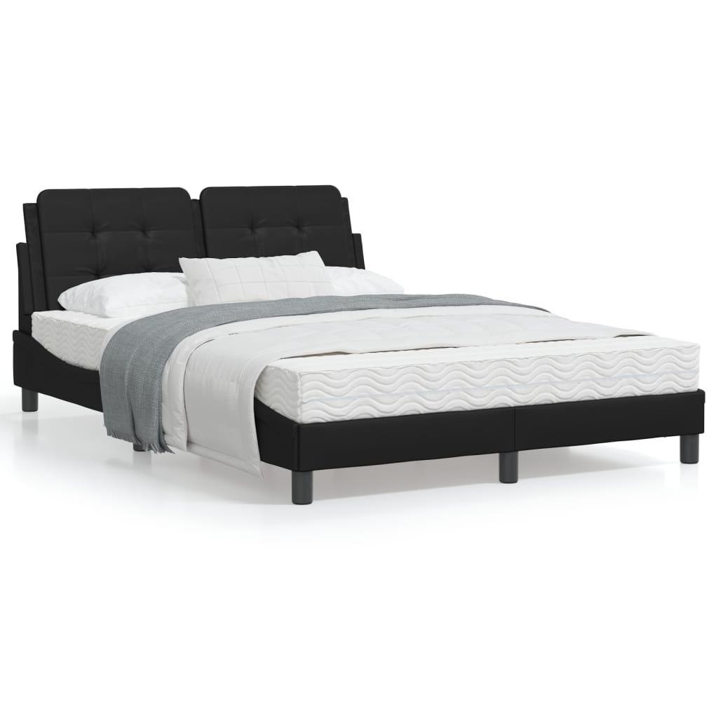 Bed frame with LED lights Black 140x190 cm in imitation leather