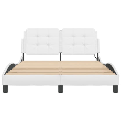 Bed frame with white LED lights 140x200 cm in imitation leather