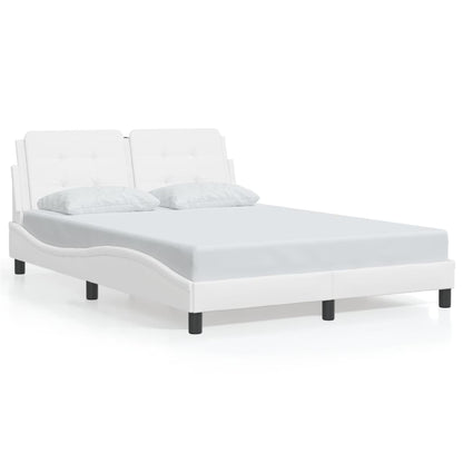 Bed frame with white LED lights 140x200 cm in imitation leather