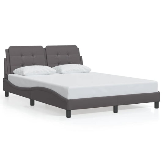 Bed frame with Gray LED lights 140x200 cm in imitation leather