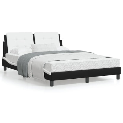 Bed frame with Black and White LED light 140x200 cm in imitation leather