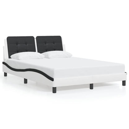 Bed frame with Black and White LED light 140x200 cm in imitation leather