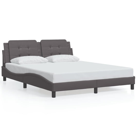 Bed frame with Gray LED lights 160x200 cm in imitation leather