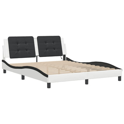 Bed frame with Black and White LED light 160x200 cm in imitation leather