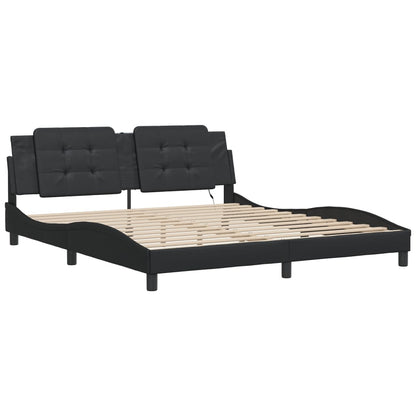 Bed frame with Black LED Light 180x200 cm in imitation leather