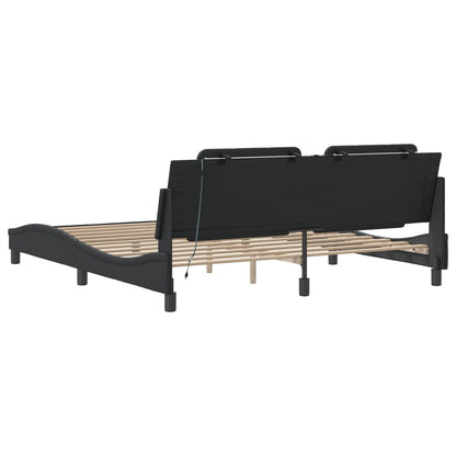 Bed frame with Black LED Light 180x200 cm in imitation leather