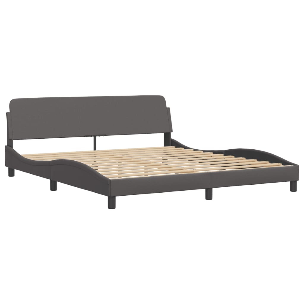 Bed frame with Gray LED lights 180x200 cm in imitation leather