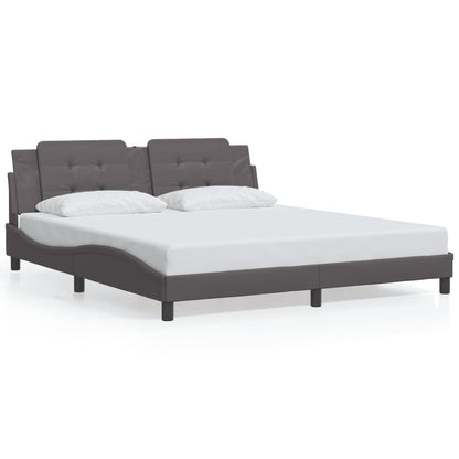 Bed frame with Gray LED lights 180x200 cm in imitation leather