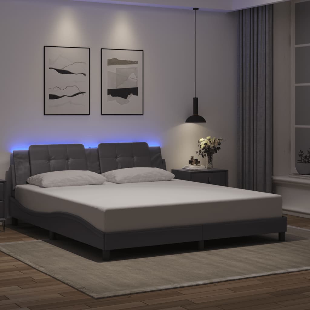 Giroletto con LED senza Materasso Zadar Grigio 180x200 cm