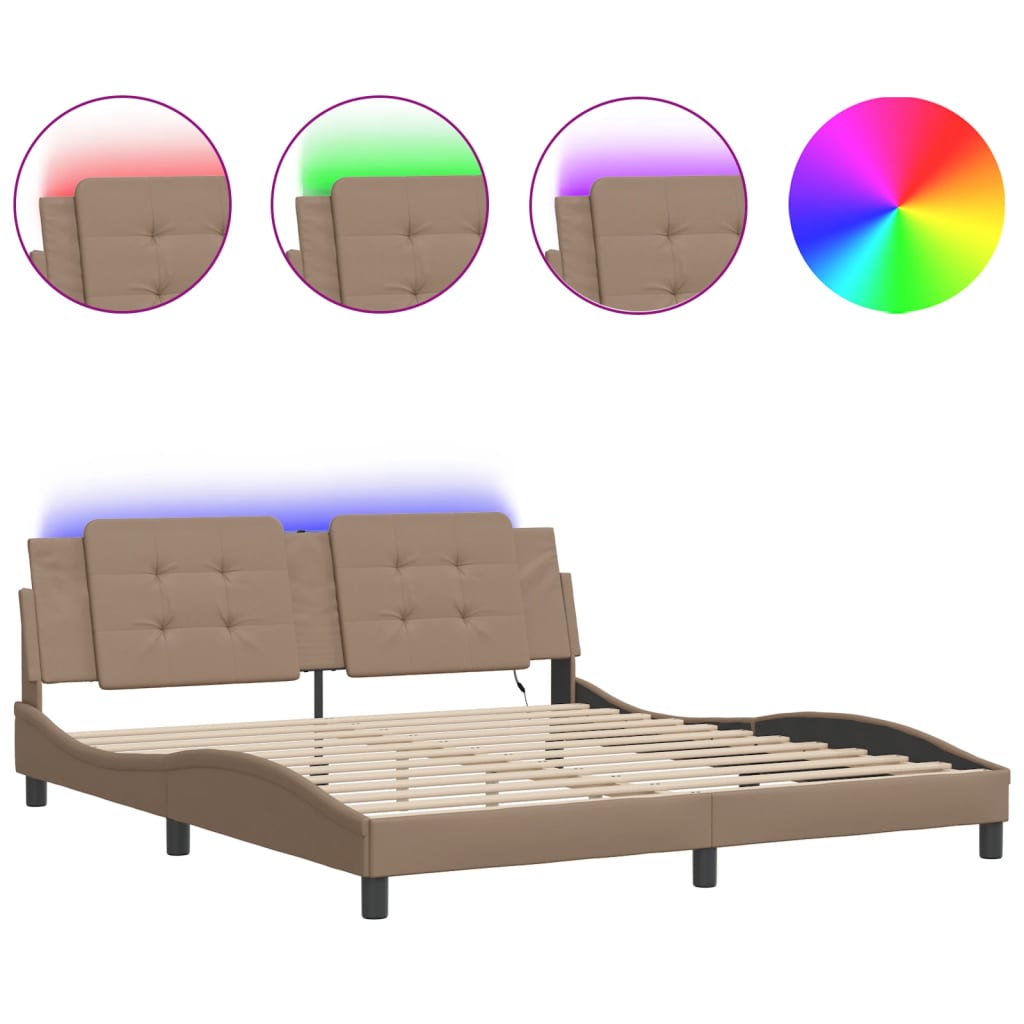 Giroletto con LED senza Materasso Zadar Cappuccino 180x200 cm | homemem39