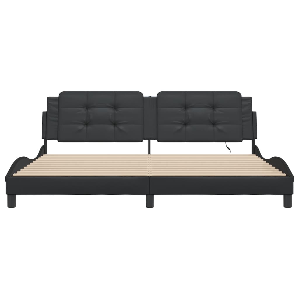 Giroletto con LED senza Materasso Zadar Nero 200x200 cm