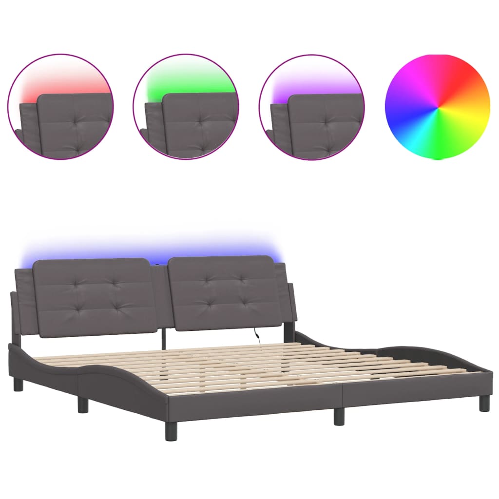 Giroletto con LED senza Materasso Zadar Grigio 200x200 cm