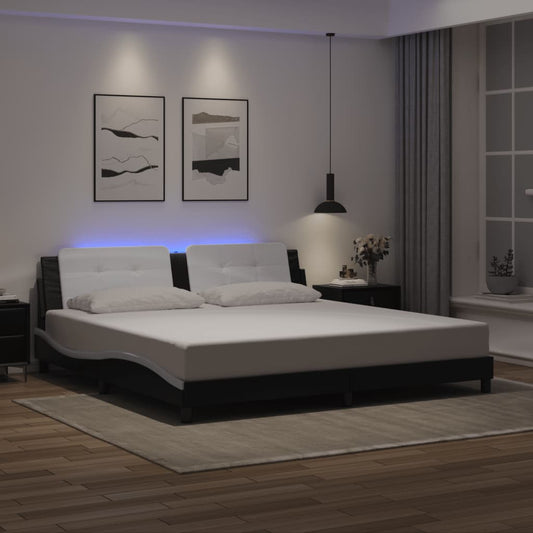 Giroletto con LED senza Materasso Zadar Nero e Bianco 200x200cm