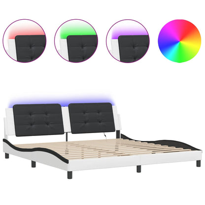 Giroletto con LED senza Materasso Zadar Bianco e Nero 200x200 cm | homemem39