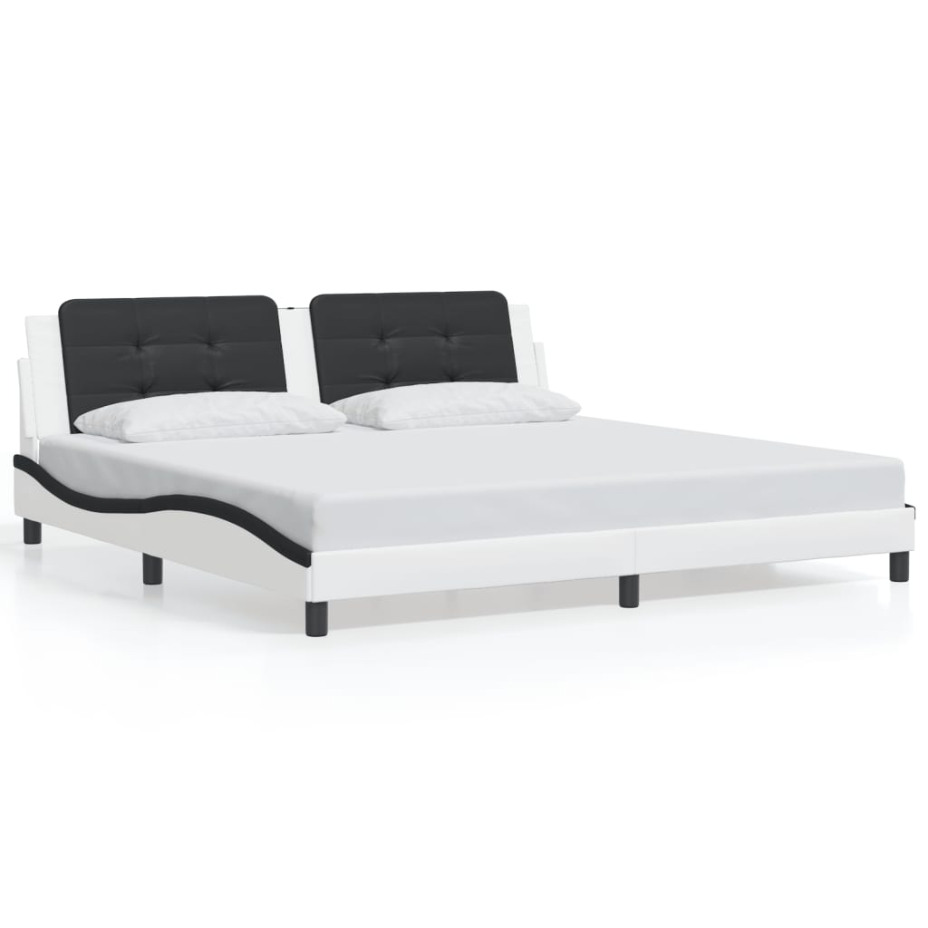 Giroletto con LED senza Materasso Zadar Bianco e Nero 200x200 cm | homemem39