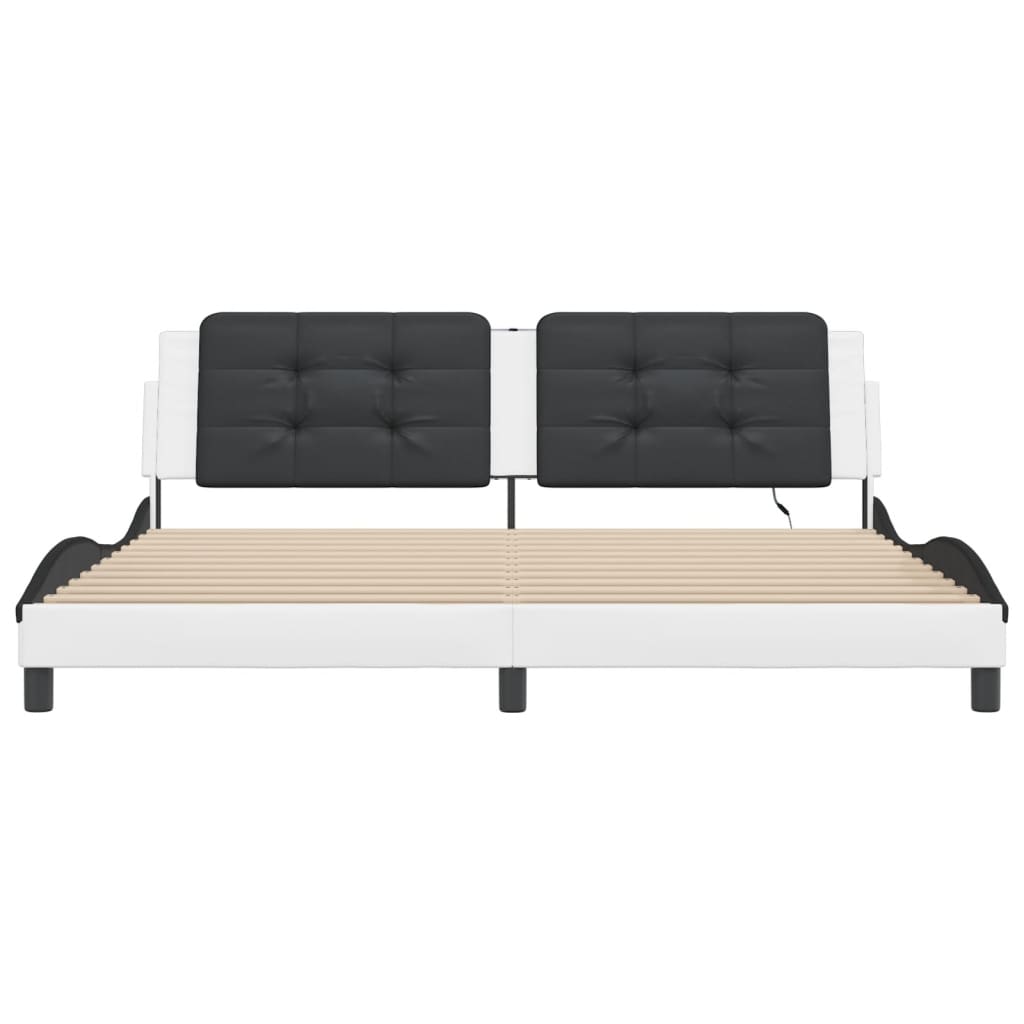 Giroletto con LED senza Materasso Zadar Bianco e Nero 200x200 cm | homemem39